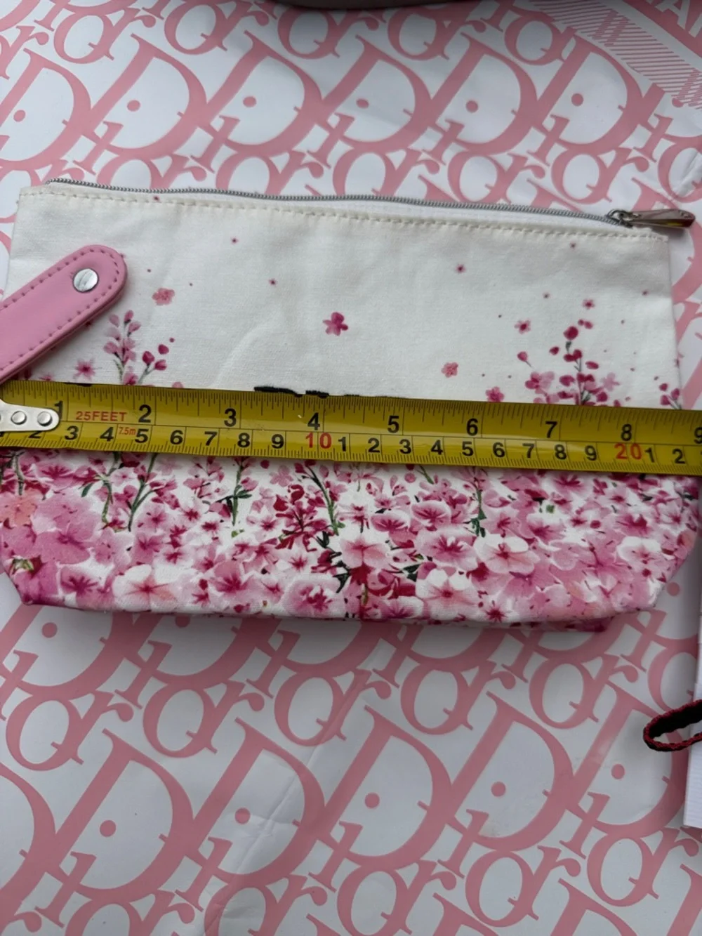 Miss Dior White & Pink Floral Cosmetic Pouch  Dior Bloom Makeup Fabric Pouch